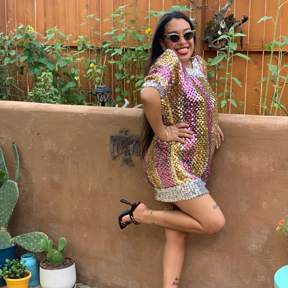 Lilli Diamond of California Vintage 1970s Sequin Disco Mini Dress - Picture 3 of 13